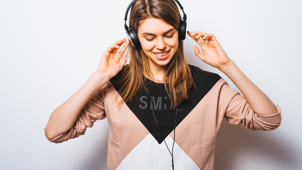 Woman wearing headphones