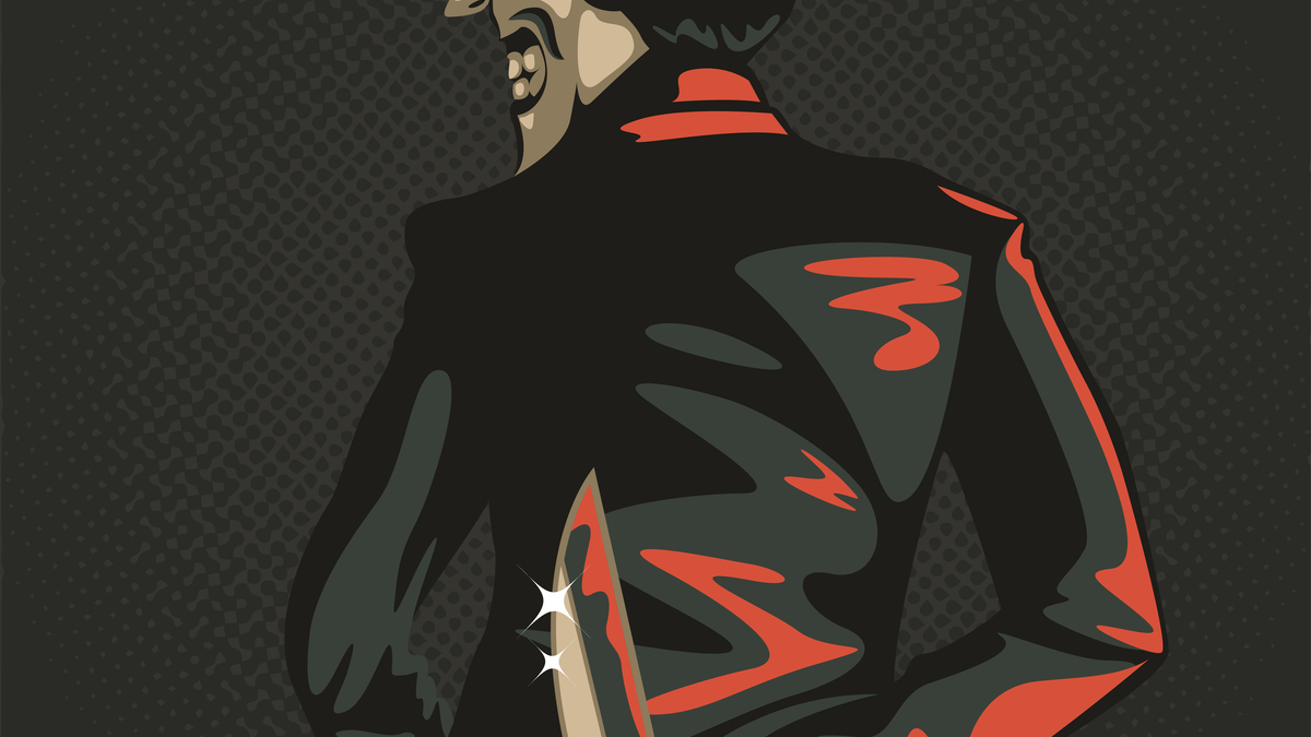 Illustration of a politician with a trick behind his back