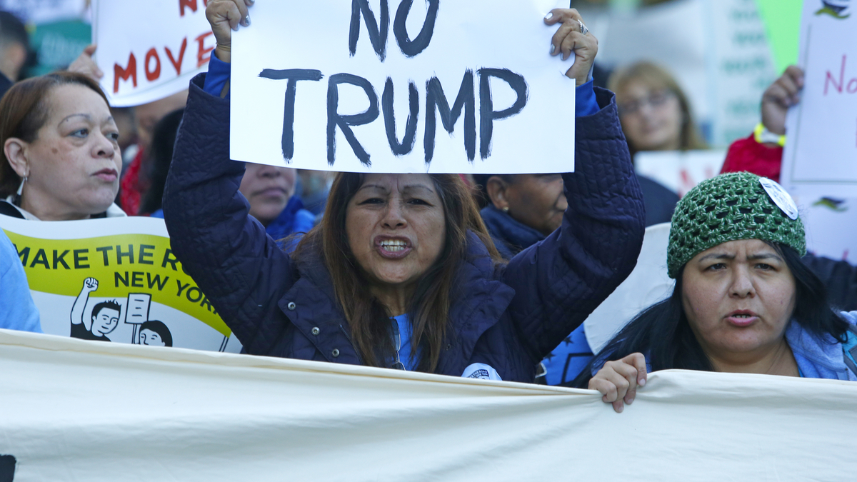 Picture of Latino immigrants protesting against President Donald Trump