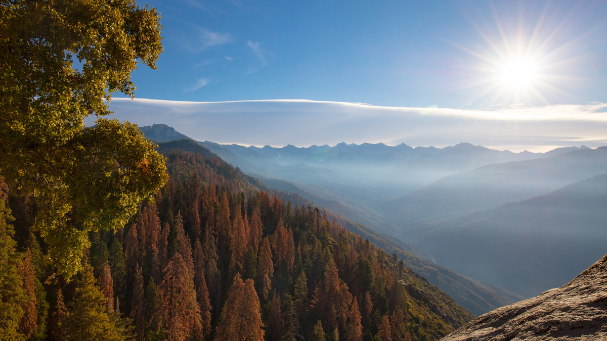 Photo of sunrise at Moro Rock in Sequoia National Park