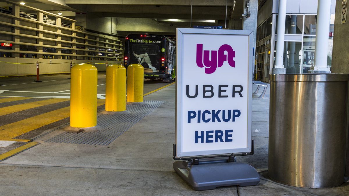 Lyft/Uber pickup sign in parking garage