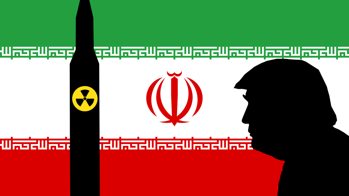 Vector Image of Trump, Nuclear Missile & Iran Flag