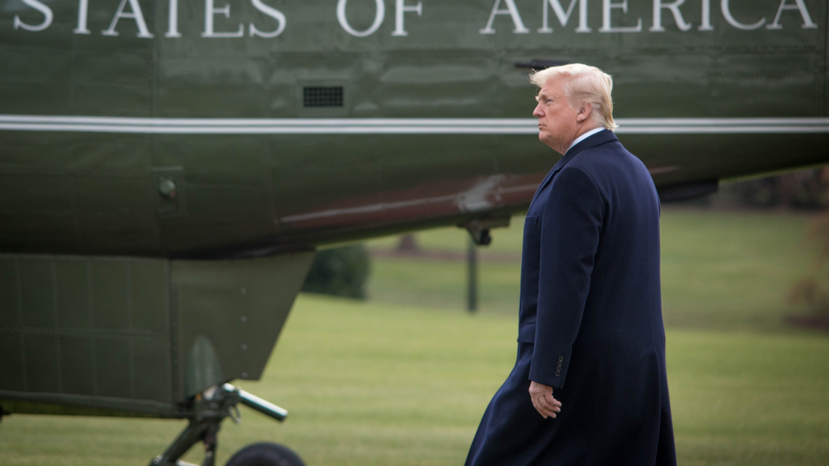 Picture of President Donald Trump walking to Air Force One