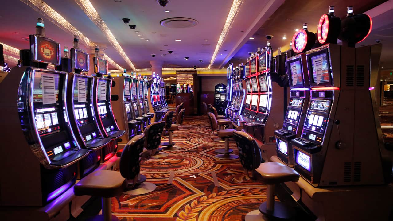 Photo of a row of slot machines 