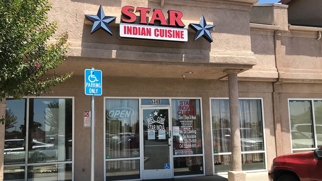Image of the exterior of Star Indian Cuisine in northwest Fresno, California