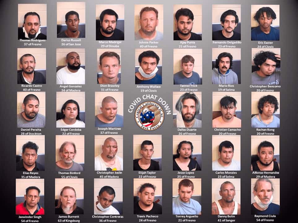 collage of booking photos for men arrested and booked into Fresno County Jail on child sex charges during Operation Chat Down