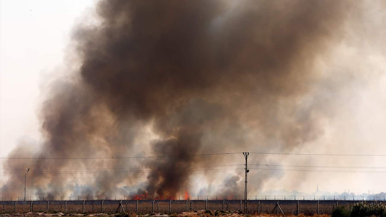 Photo of smoke in Tel Abyad, Syria