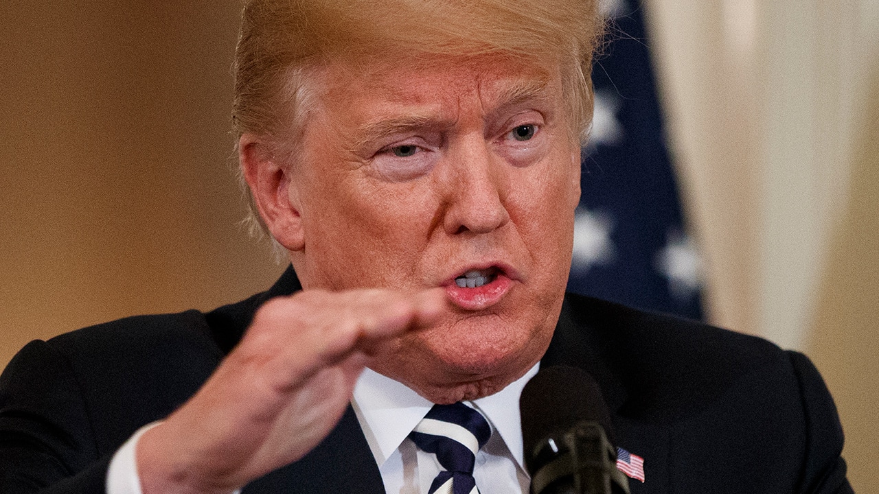 Photo of President Donald Trump speaking during a news conference