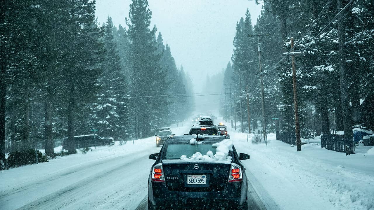 Photo of heavy snow that made it slow going for Lake Tahoe area motorists the weekend of Jan. 5-6, 2019.