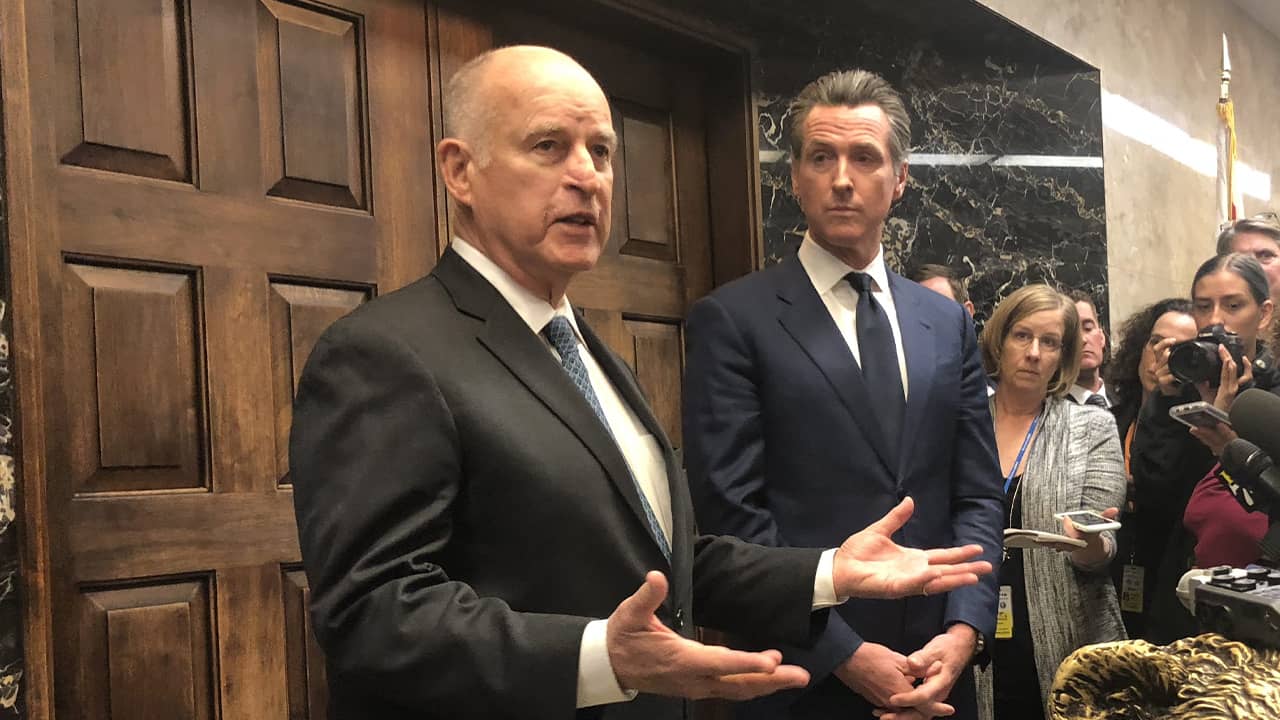 Photo of Gavin Newsom and Jerry Brown