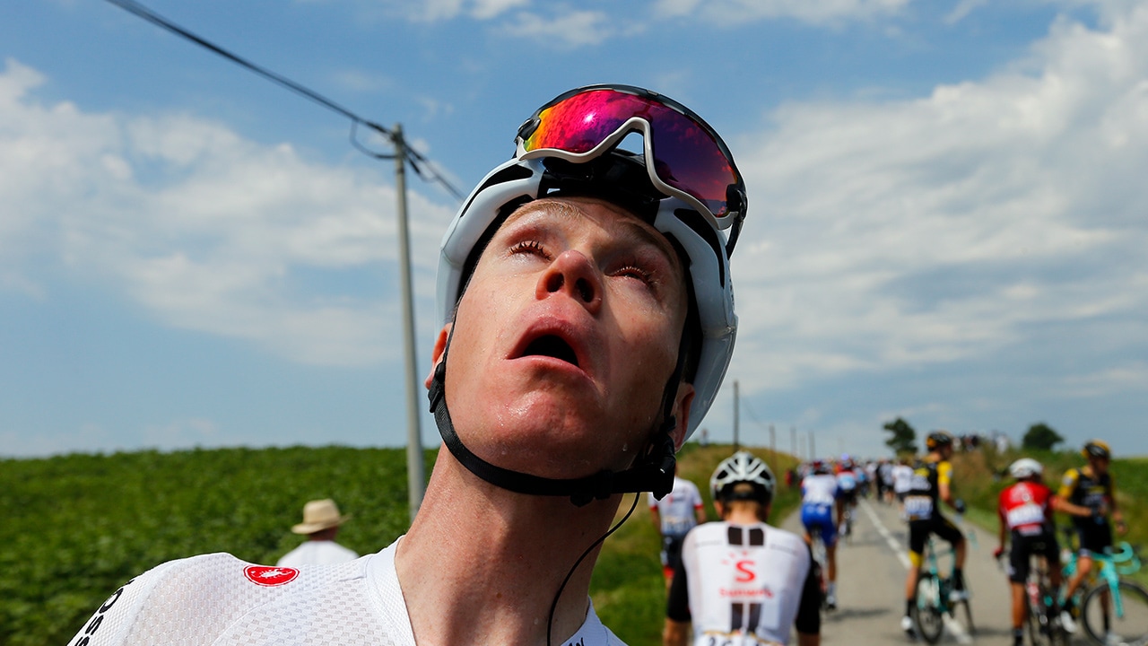 Photo of Chris Froome after being treated for tear gas
