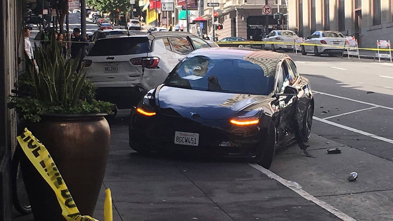 Photo of a rented Tesla involved in a fatal crash in San Francisco