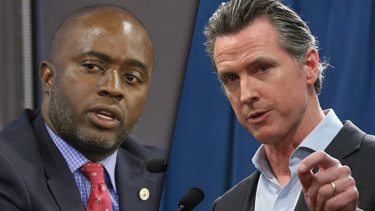 Photo combination of Gov. Gavin Newsom and Tony Thurmond