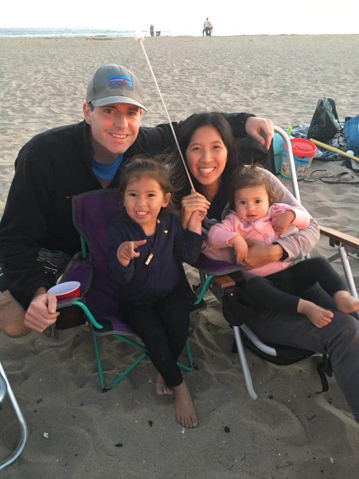 Photo of Tristan Beaudette with his wife and children at the beach