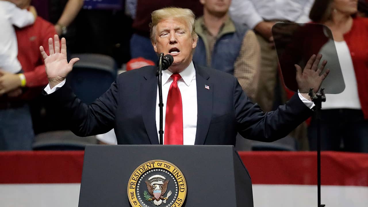 Photo of President Donald Trump speaking at a rally in Tennessee