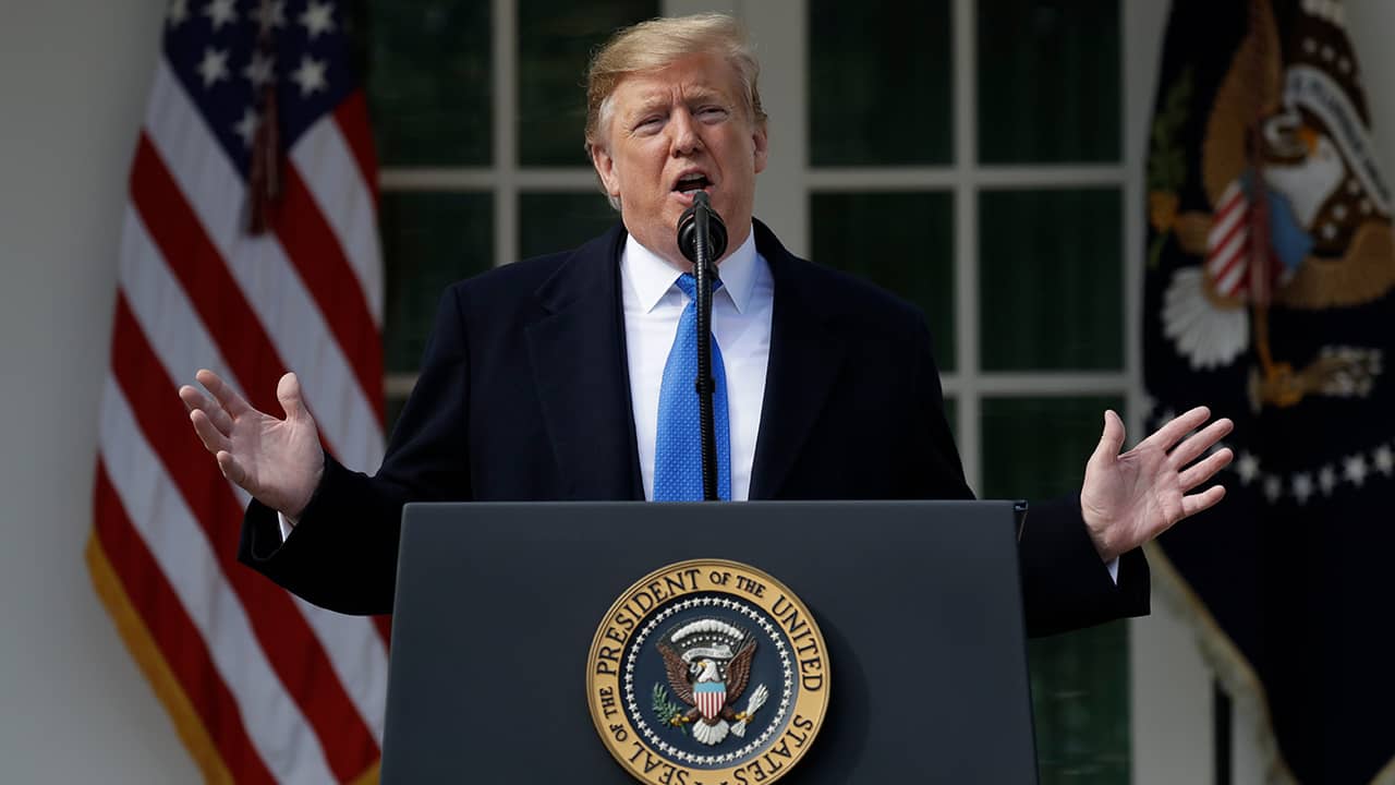 Photo of President Trump speaking in the Rose Garden