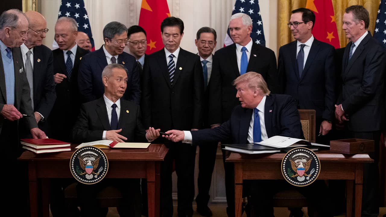 Photo of President Donald Trump Chinese Vice Premier Liu He