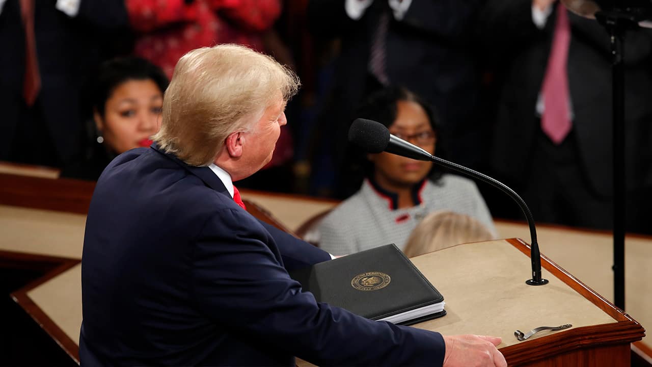 Photo of President Donald Trump delivering his State of the Union address