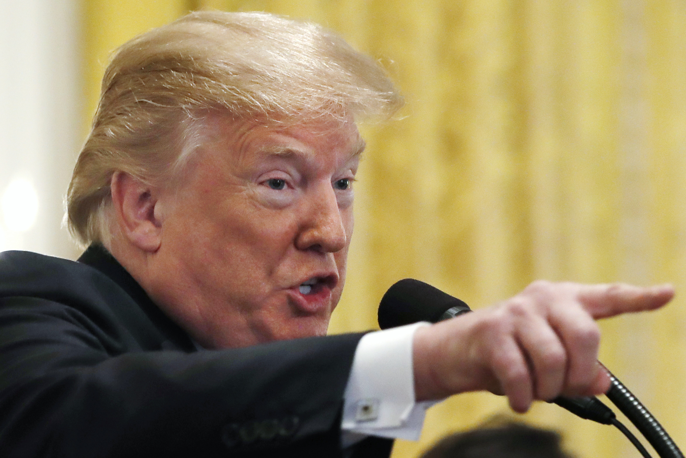 Photo of President Donald Trump talking about taxes.