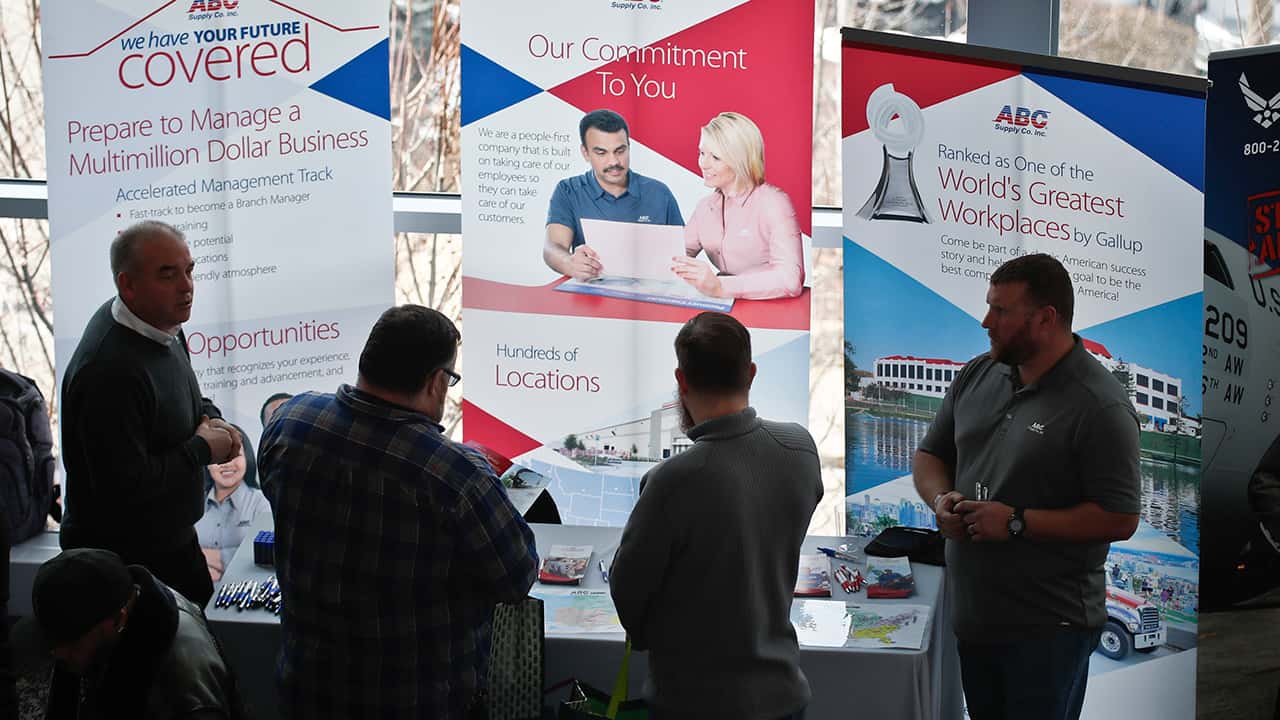 Photo of visitors at a veterans job fair
