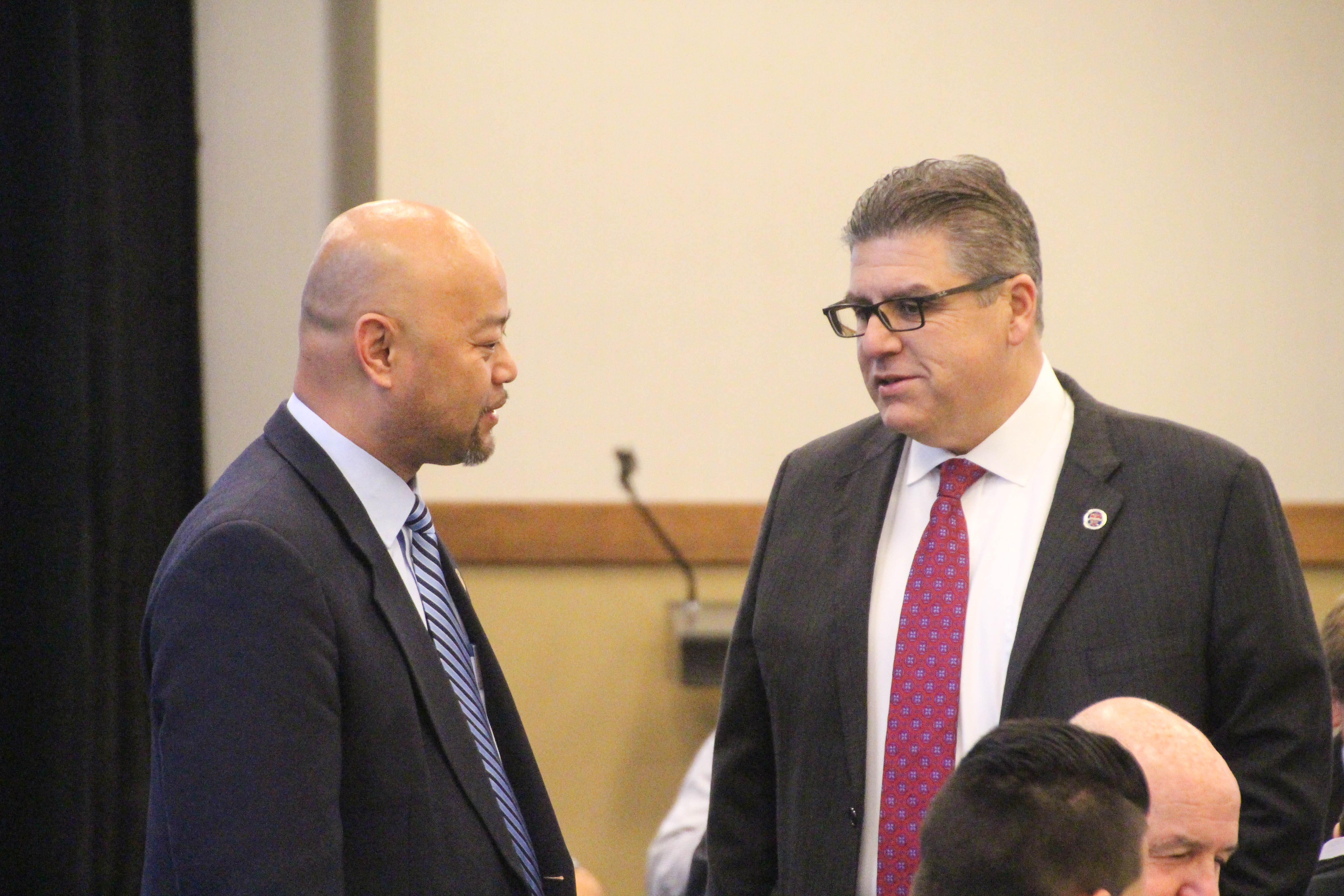 Picture of Clovis City Councilman Von Mouanoutoua and Fresno State President Joe Castro