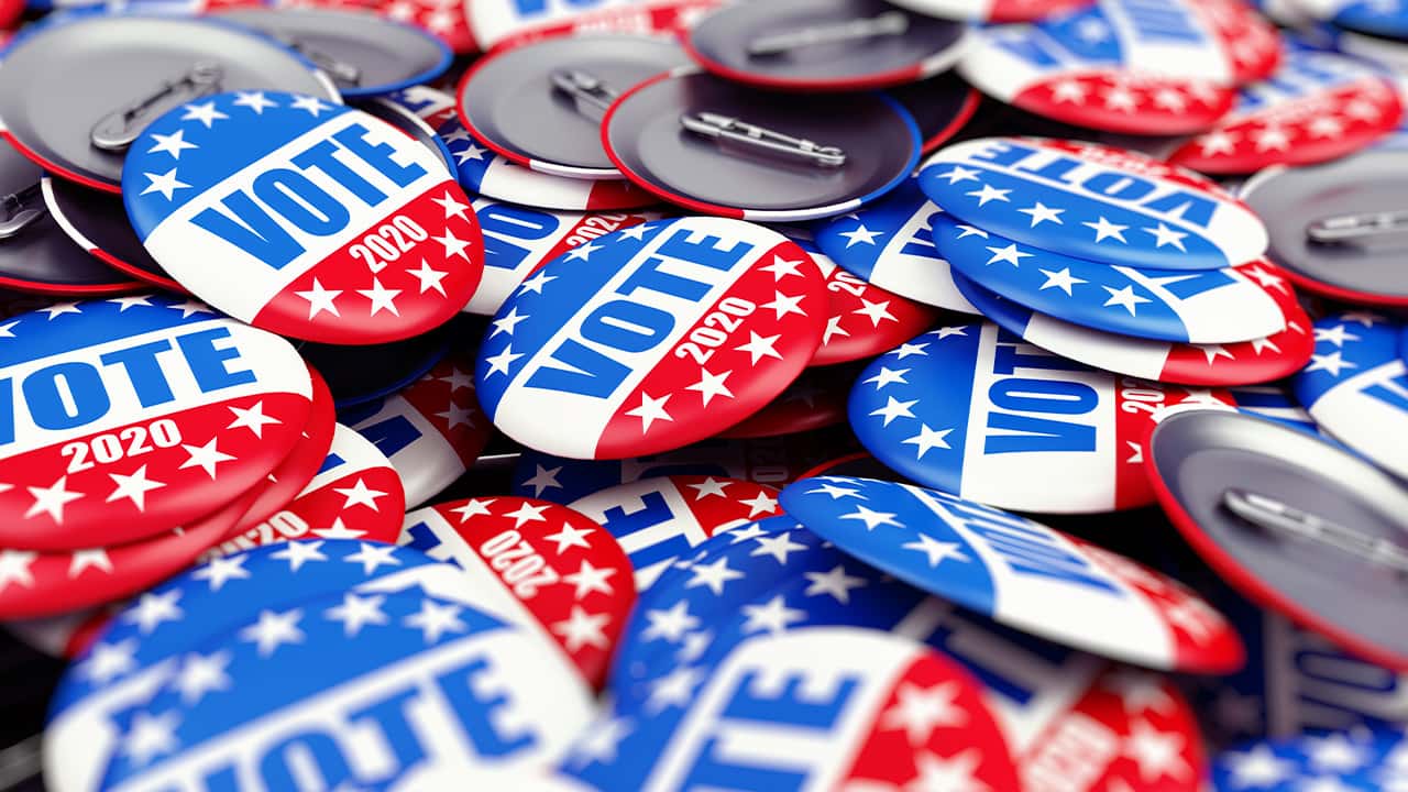 Photo of 2020 Vote election buttons