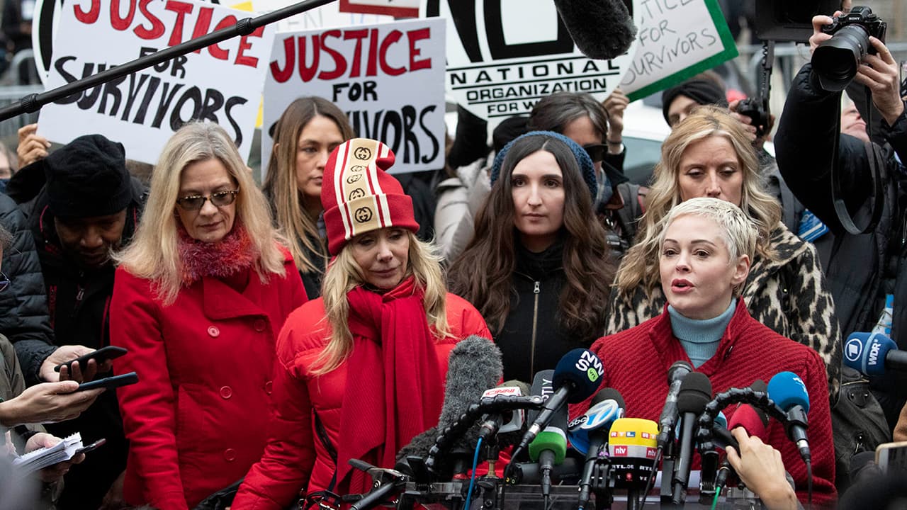 Photo of Harvey Weinstein protesters 