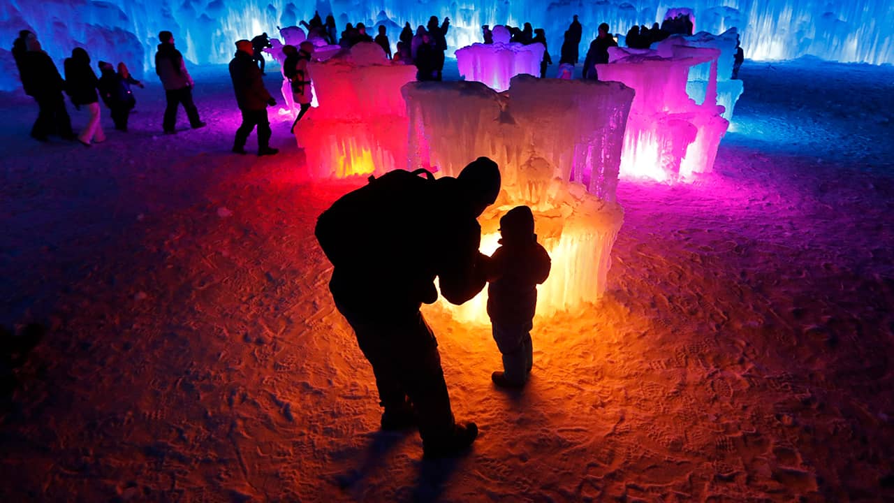 Photo of ice formations growing at Ice Castles in North Woodstock