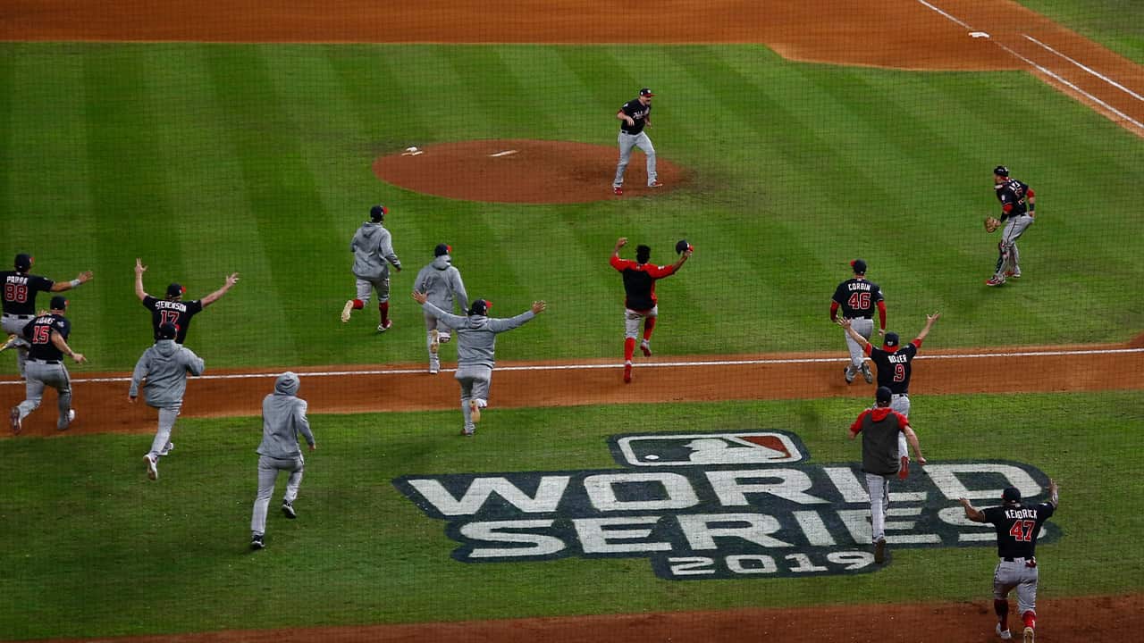 Photo of the Washington Nationals after winning the World Series 