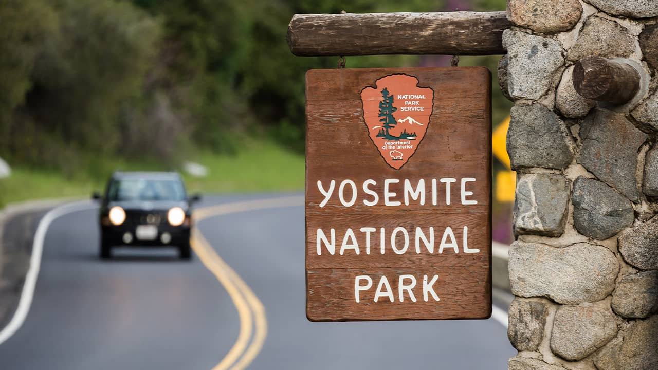 Photo of someone driving through Yosemite
