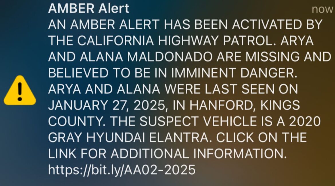 Authorities issued an Amber Alert after a Hanford woman was found shot to death and the suspect, Alexis Maldonado-Cruz, 23, of Hanford, fled with their two young children. (Amber Alert)