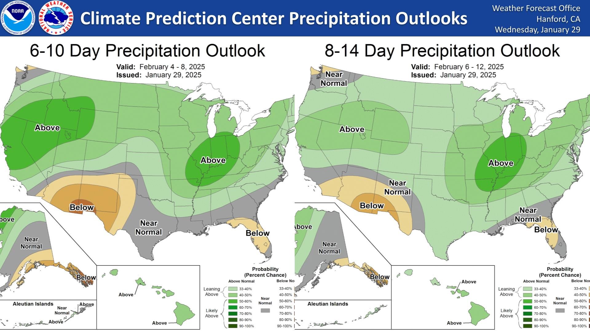NOAA Precipitation Outlook Jan 29-Feb 12, 2025 