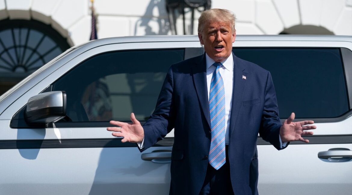 President Donald Trump talks about the Endurance all-electric pickup truck, made in Lordstown, Ohio, at the White House, Sept. 28, 2020, in Washington. (AP File)