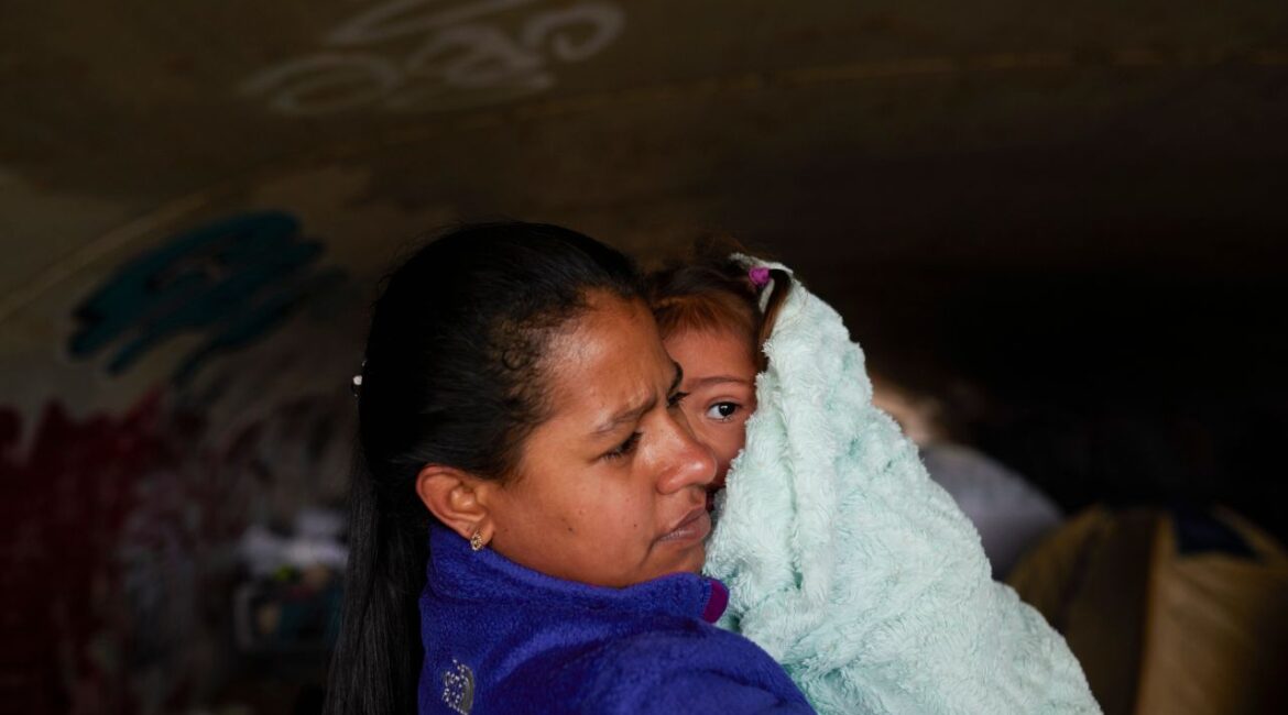 A woman from Venezuela with her daughter in Denver, Jan. 26, 2024. The Trump administration has revoked Temporary Protected Status, or TPS, for more than 300,000 Venezuelans in the United States, leaving the population vulnerable to potential deportation in the coming months, according to government documents obtained by The New York Times. (Jimena Peck/The New York Times)