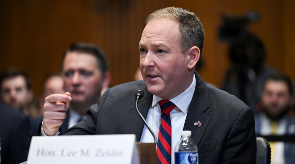E.P.A. Administrator Lee Zeldin at the U.S. Capitol in Washington on Jan. 16, 2025. President Donald Trump said Zeldin, the E.P.A. administrator, was planning mass layoffs. Agency officials said the cuts would make it impossible to carry out their mission. (Kenny Holston/The New York Times)