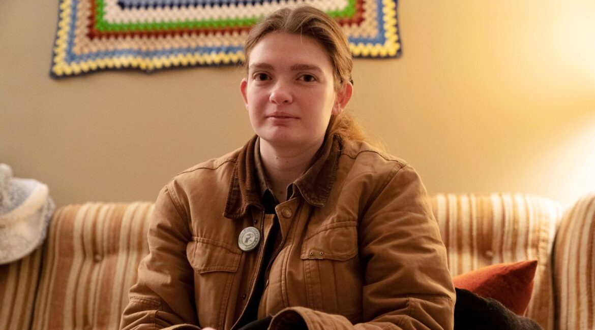 Jaz Brisack, who helped start the union organizing campaign at Starbucks and does not think companies were ever particularly sincere about their Diversity and Equity Inclusion (DEI) policies, at home in Buffalo, N.Y., Feb 26, 2022. While many Democrats and activists are rallying to defend diversity programs, some say they distracted from more fundamental efforts to empower workers. (Brendan Bannon/The New York Times)