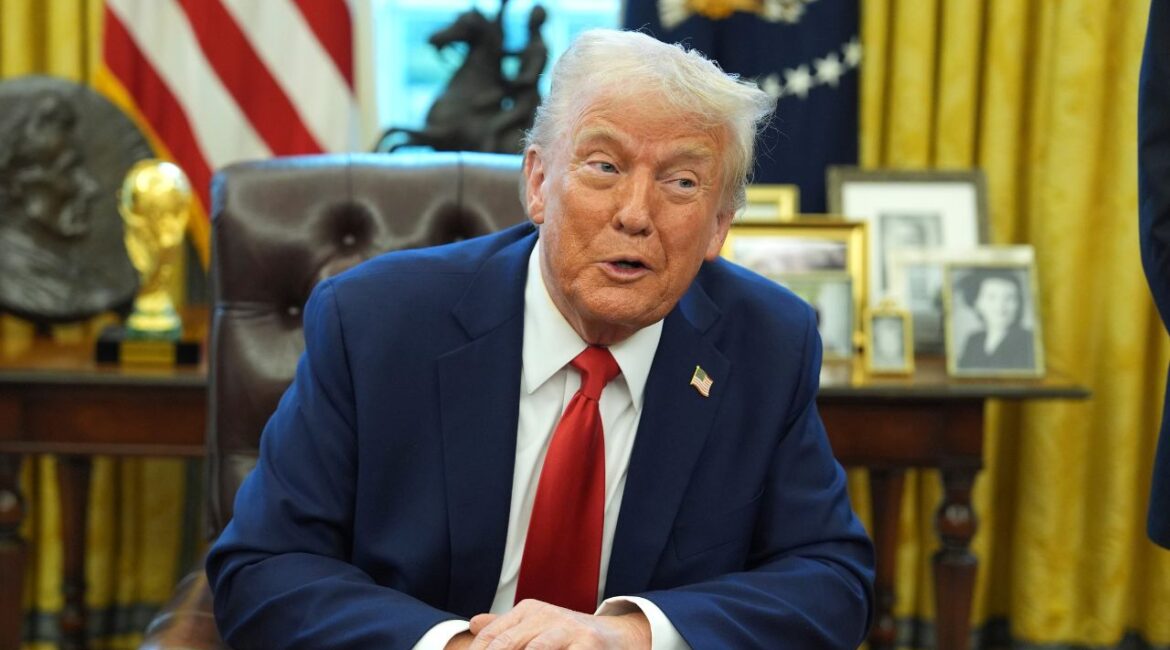 President Donald Trump speaks after signing an executive order in the Oval Office of the White House, Monday, Feb. 3, 2025, in Washington. (AP/Evan Vucci)