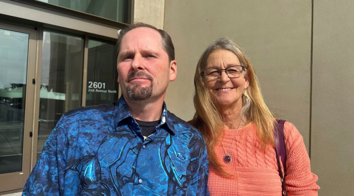 Richard Rogers and his wife Laurie stand outside the James F. Battin Federal Courthouse, Tuesday, Oct. 1, 2024, in Billings, Mont. (AP File)