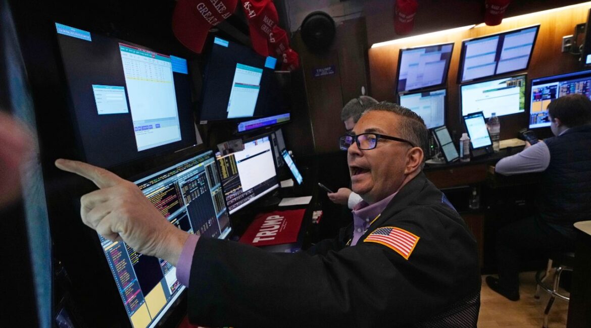 Trader Jonathan Mueller works on the floor of the New York Stock Exchange, Tuesday, Feb. 4, 2025. (AP/Richard Drew)