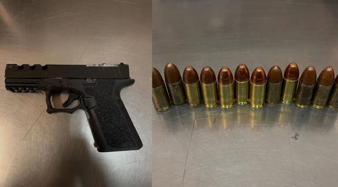 A Kings County deputy arrested a convicted felon during a traffic stop after discovering a loaded ghost gun and a stolen vehicle. (Kings County SO)