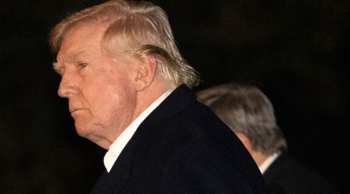 President Donald Trump walks across the South Lawn of the White House, Sunday, March 2, 2025, in Washington, after returning from a trip to Florida. (AP/Mark Schiefelbein)