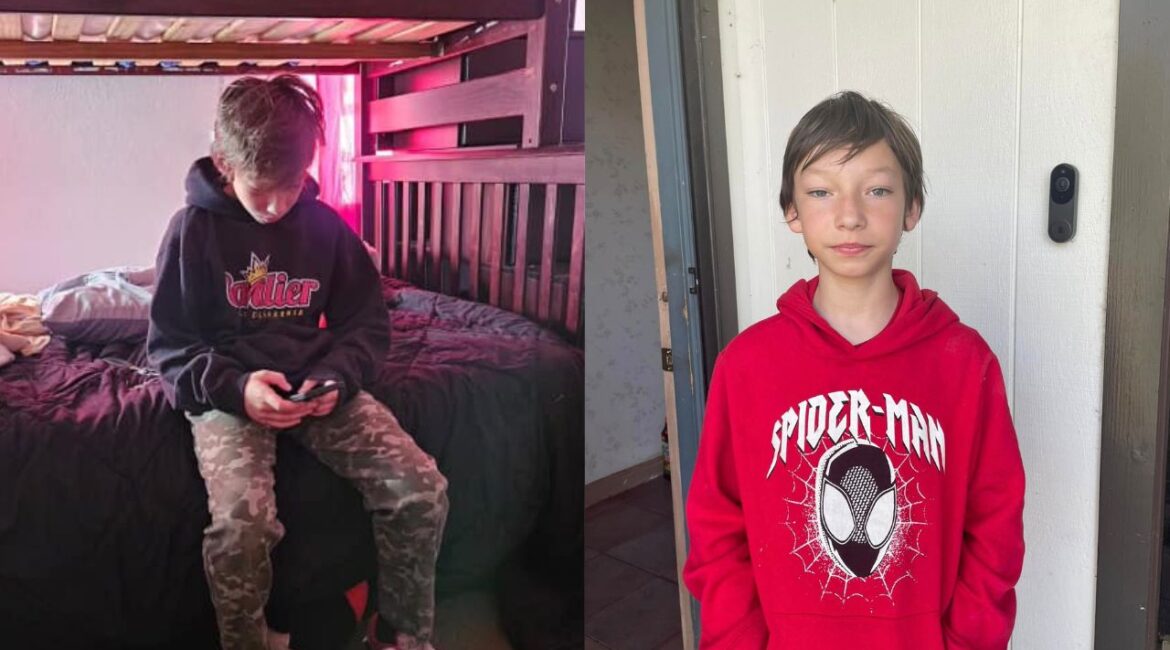 Sanger police are searching for 11-year-old Damien Romero, last seen Tuesday morning in camouflage pants and a black hoodie (left). (Sanger PD)