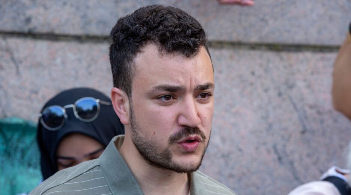 Student negotiator Mahmoud Khalil is on the Columbia University campus in New York at a pro-Palestinian protest encampment on April 29, 2024. (AP File)