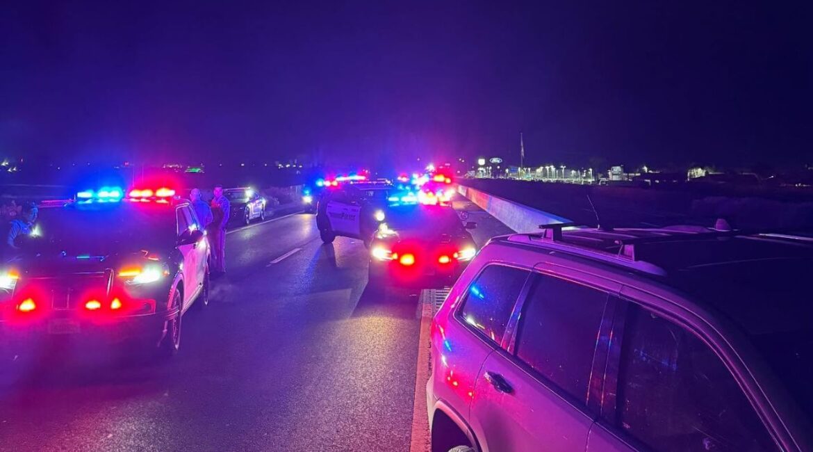 Two suspects were arrested after a stolen vehicle pursuit and shooting in Tulare County, while a third remains at large. (Visalia PD)