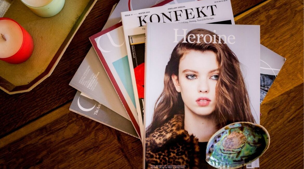 A copy of Heroine and other magazines in New York, Feb. 21, 2025. Indie print magazines with an emphasis on fashion are making waves for their striking design and high-quality production. (Sara Naomi Lewkowicz/The New York Times)