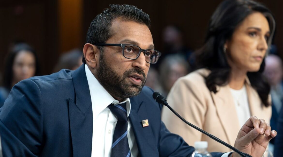 FBI Director Kash Patel, joined at right by Director of National Intelligence Tulsi Gabbard, answers questions as the Senate Intelligence Committee holds its worldwide threats hearing, on Capitol Hill in Washington, Tuesday, March 25, 2025. (AP Photo/J. Scott Applewhite)