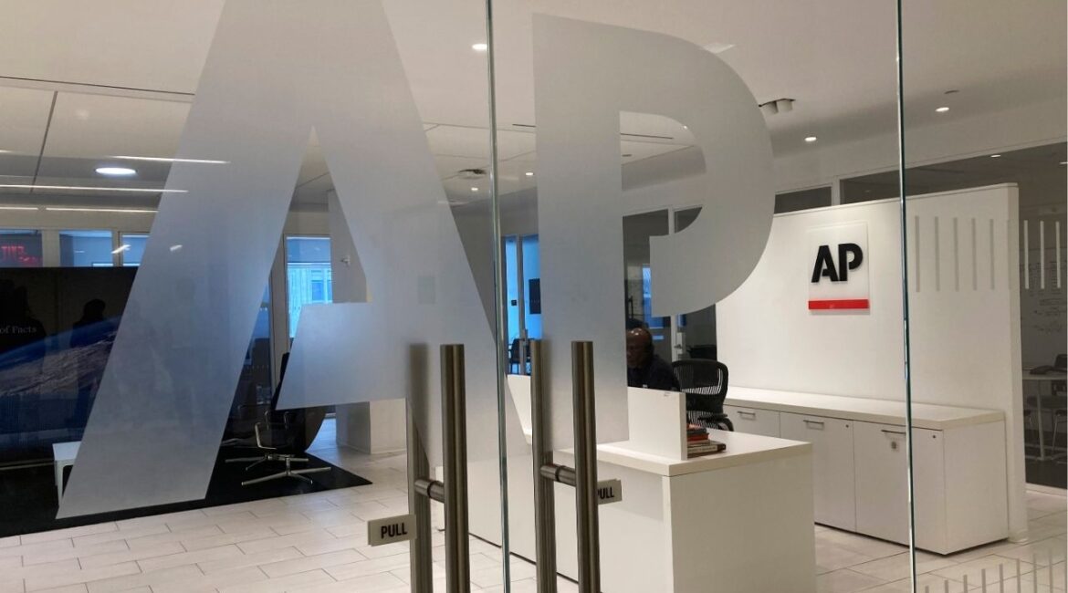 FILE - The Associated Press logo is shown at the entrance to the news organization's office in New York on Thursday, July 13, 2023. (AP File)