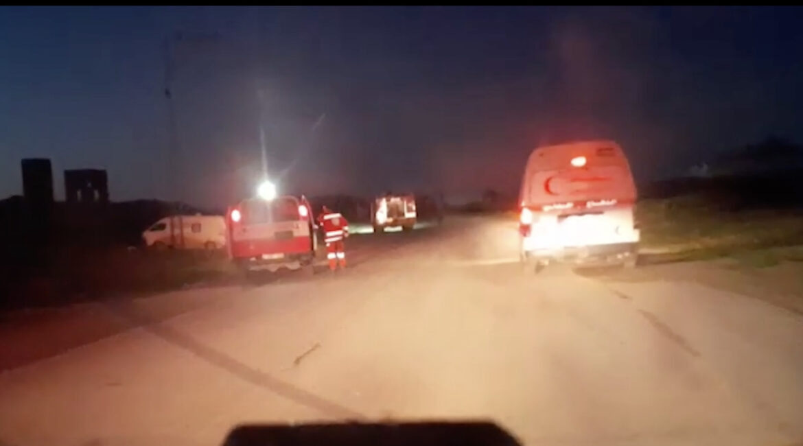 In a still image taken from video provided to The New York Times, the moment Israeli troops opened fire on a group of medics in Gaza in late March 2025. The Palestine Red Crescent Society on Monday, April 7, gave new details of the Israeli attack on its paramedics and other emergency responders in the Gaza Strip that killed at least 15 people last month, saying Israeli forces had targeted them in a “series of deliberate attacks.”