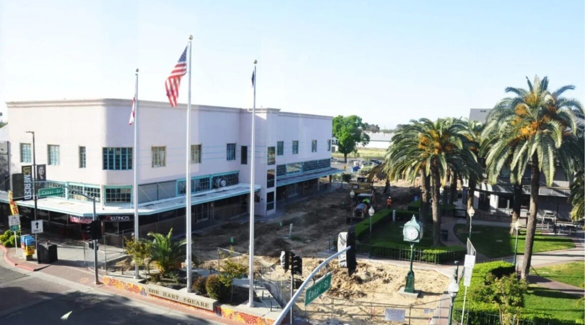 Merced's Bob Hart Square in the city's downtown is shown on April 9, 2025 (The Merced FOCUS)