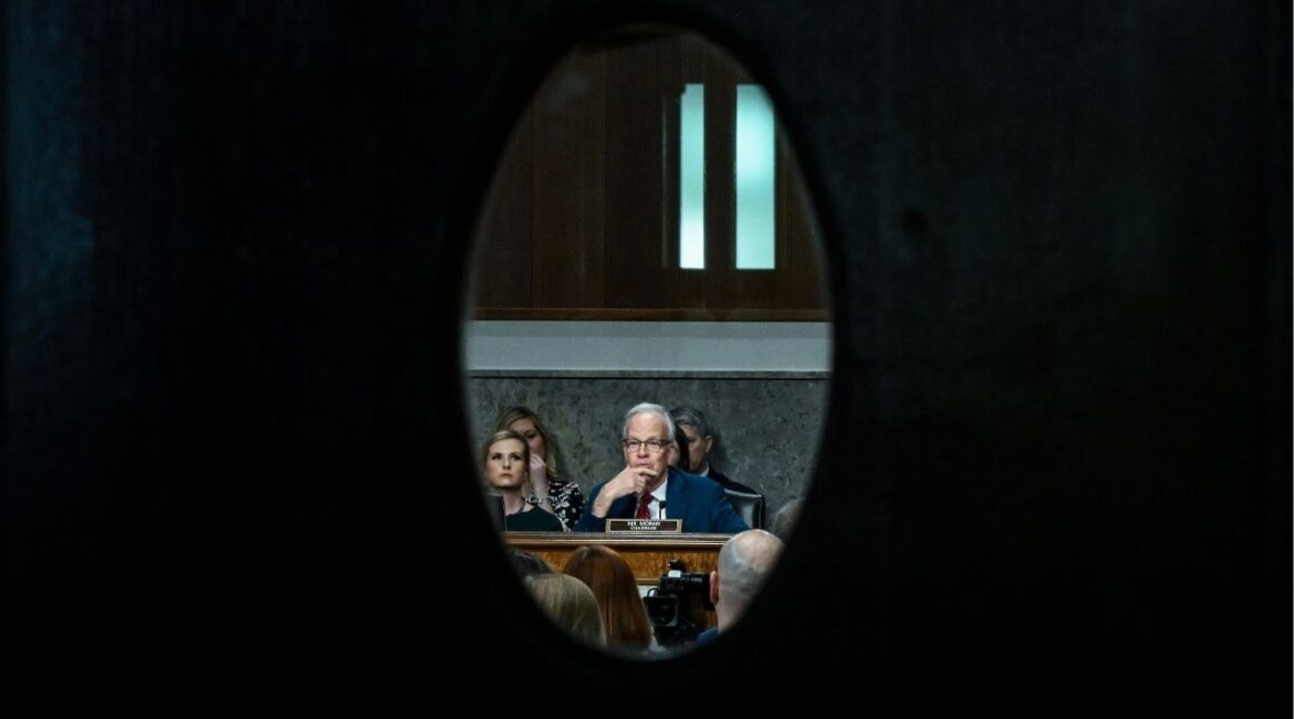 Sen. Jerry Moran (R-Kan.) participates in a confirmation hearing at the Capitol in Washington, Jan. 21, 2025. Moran has warned about the effect sweeping cuts to Medicaid — a key component of the House Republican budget — could have on his state and rural health care across the country. (Kenny Holston/The New York Times)